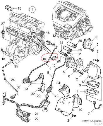 levier de chauffage saab 9.5 2002-2010 Climatisation et chauffage saab