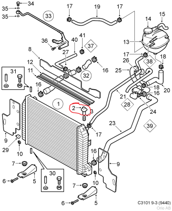 support radiateur d'eau saab 9.3 II refroidissement